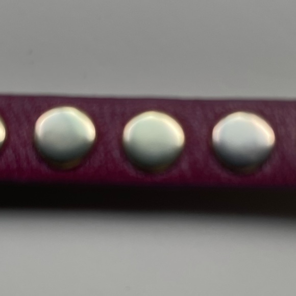 NWOT Red and Brass COACH NY studded bracelet, leather, snap - Picture 9 of 9